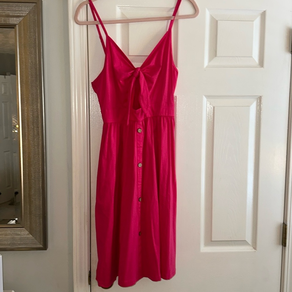 Pink tie front casual dress NEVER WORN